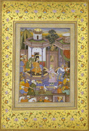 A Prince Giving Audience Mughal Late 16th Century a 