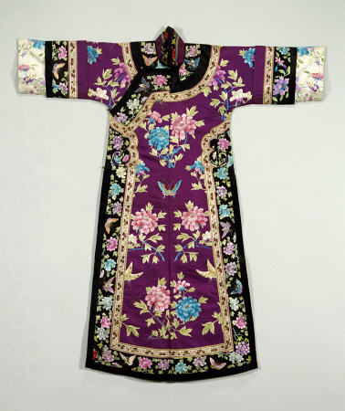 A Purple Ground Silk Embroidered Lady''s Informal Robe a 