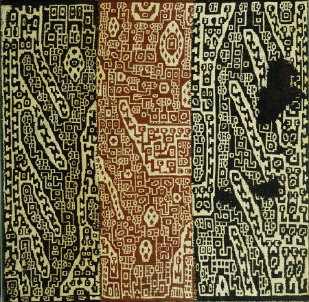A Rare Huari Cotton Textile Resist-Dyed With Erratic Geometric Motifs a 
