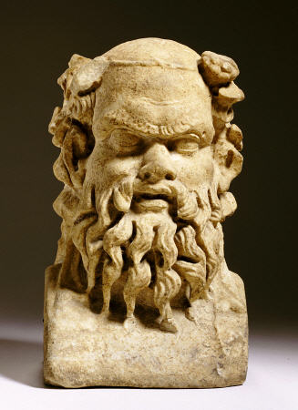 A Roman Marble Janiform Herm Satyr Head a 