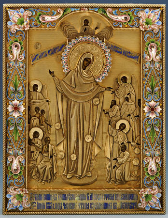 A Shaded Enamel Silver-Gilt Icon Of The Mother Of God By Klebnikov, Moscow, 1899-1908 a 