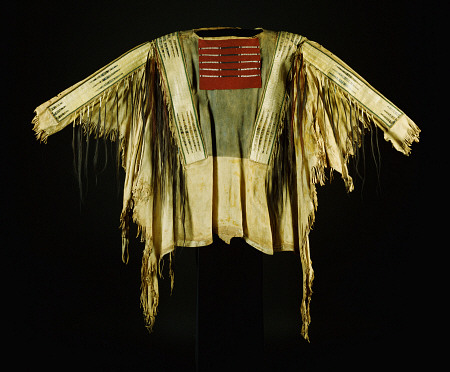 A Sioux Quilled And  Fringed Hide Warrior''s Shirt a 