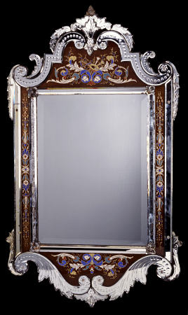 A Venetian Glass Framed Wall Mirror, Late 19th Or Early 20th Century a 