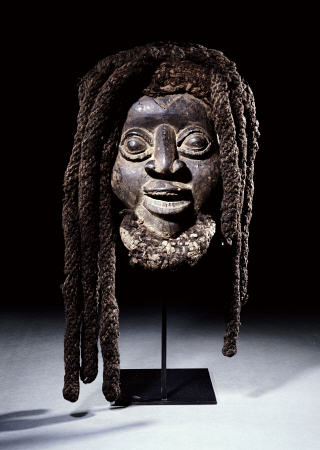 A Wum Mask With Plaited Fibre And Human Hair Coiffure - Western Grasslands, Cameroon a 