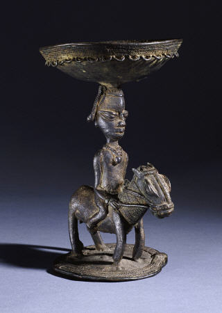 A Yoruba Bronze Ritual  Vessel, Probably For Ifa Divination, 18th Century, 20cm High a 
