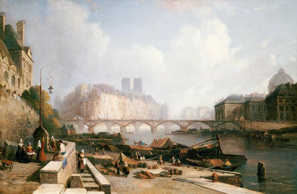 A View Of Ile De La Cite, Paris, From The Quai Du Louvre With The Pont Des Arts And The Pont Neuf In a 
