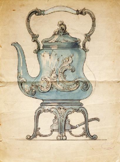 A Shaped Silver Kettle And Stand