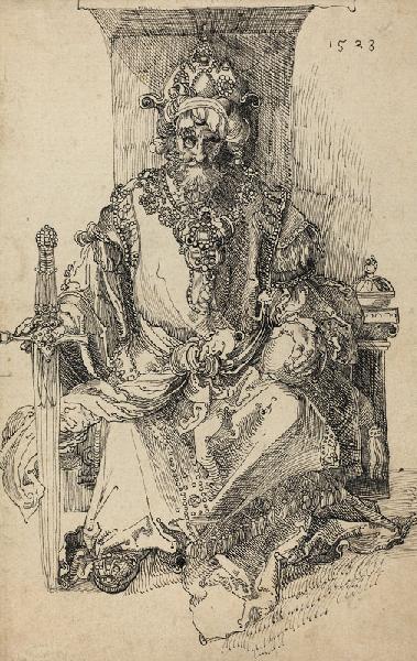 An Oriental Ruler Seated on His Throne