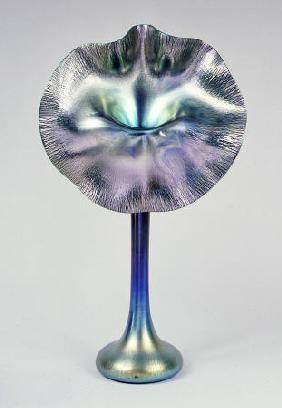 A Blue And Favrile Glass Jack In The Pulpit Vase By Tiffany Studios