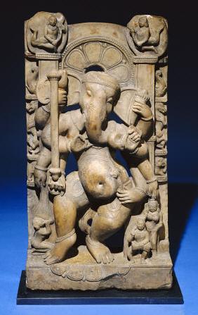 A Central Indian Pale Sandstone Stele Of Ganesha