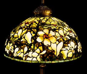 A Detail Of A Highly Important ''Magnolia'' Leaded Glass And Gilt-Bronze Floor Lamp, Tiffany Studios