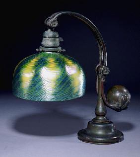 A Favrile Glass And Bronze Counter Balance Lamp,  Circa 1900-10