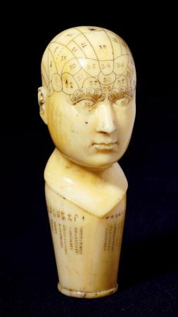 A Mid 19th Century Ivory Cane Handle Shaped As A Phrenology Bust