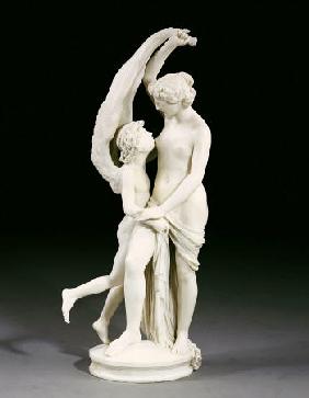 An Italian White Marble Group Of Cupid And Psyche, Entitled Speranza Nutre Amore (Hope Feeds Love) B