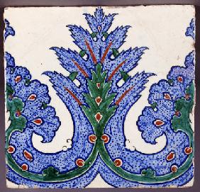 An Iznik Pottery Square Border Tile, Circa 1560