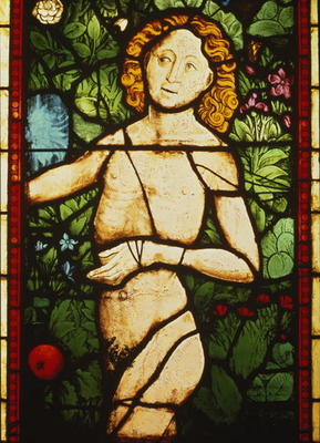 Adam in Paradise, 15th century (stained glass) (detail of 105618) a 