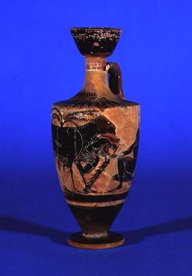 Attic black-figure lekythos depicting Odysseus escaping Cyclops, c. 530 BC a 