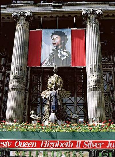 Banner celebrating Queen Elizabeth IIs Silver Jubilee in 1977 a 