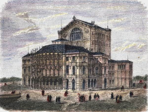 Bayreuth, Festspielhaus , Woodcut 1880 a 