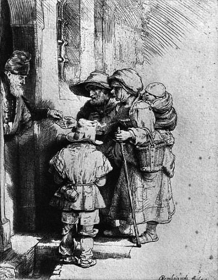 Beggars on the Doorstep of a House a 