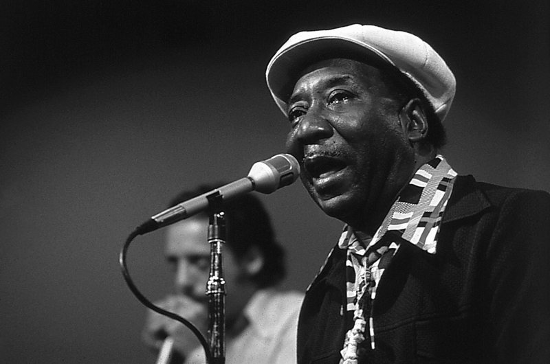 bluesman Muddy Waters on stage a 