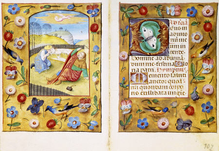 Book Of Hours,  Calendar Page Showing Peasants Slaughtering A Pig a 