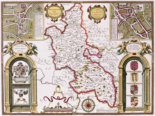 Buckinghamshire, engraved by Jodocus Hondius (1563-1612) from John Speed's 'Theatre of the Empire of a 