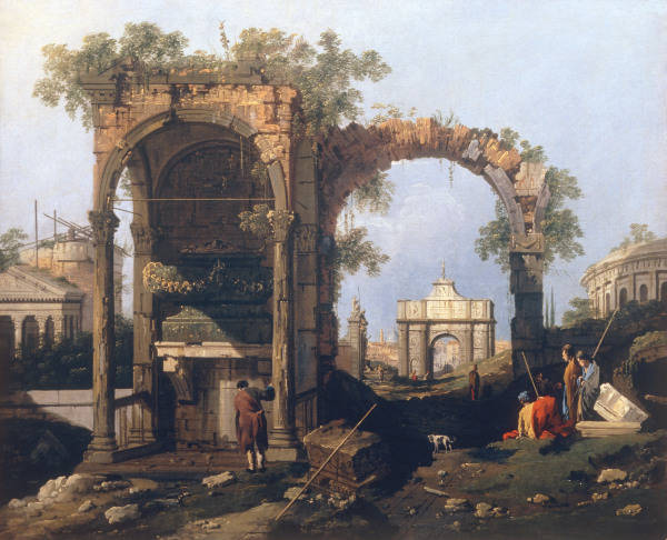 Canaletto / Capriccio and classical ruin a 