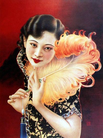 China: Art Deco influences Chinese glamour pin-up girl, Shanghai a 