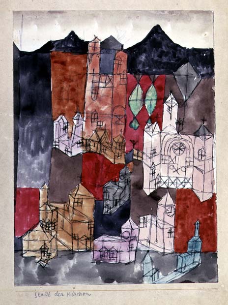 City of Churches, 1918 (no 99) (pen, pencil & w/c on paper on cardboard)  a 