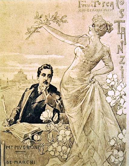 Commemorative Postcard of the first performance of the opera ''Tosca'', by Giacomo Puccini (1858-192 a 