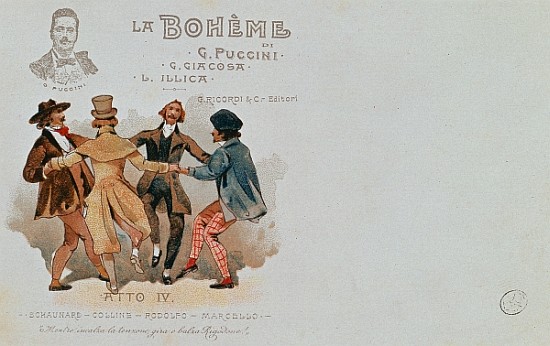 Commemorative Postcard of the opera ''La Boheme'', Giacomo Puccini (1858-1924) a 