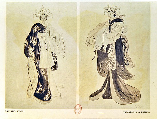 Costume designs for the opera ''Turandot'' by Giacomo Puccini (1858-1924) by Cozzi, Iudi a 