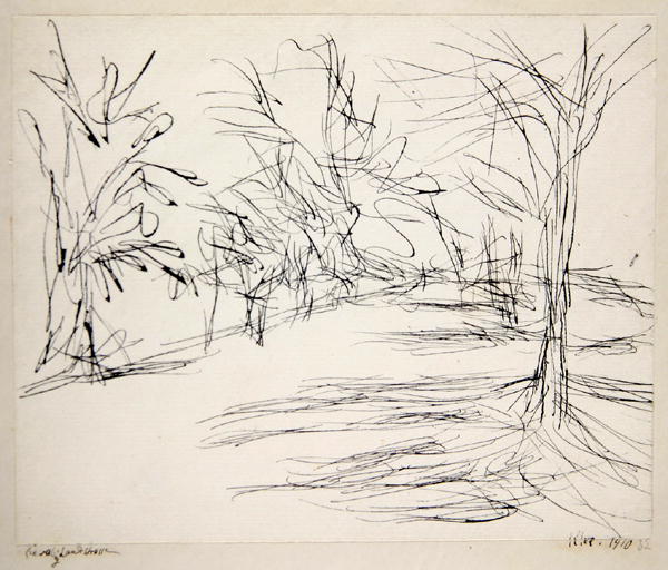Country road to Schwaing, 1910 (no 32) (pen on paper on cardboard)  a 