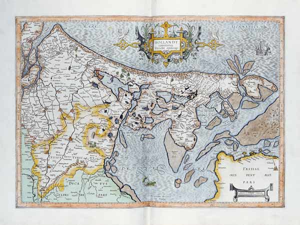 Engraved, Hand Colored Map Of Holland a 