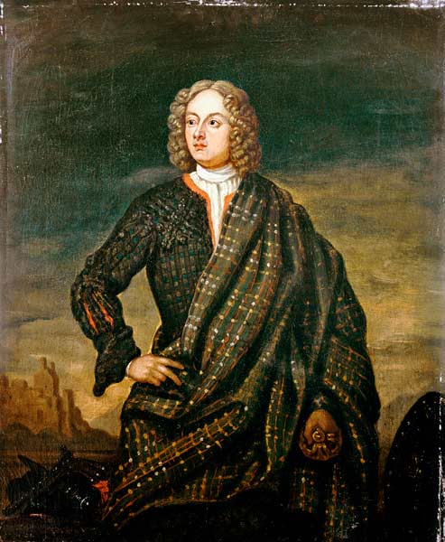 Portrait Of Andrew Macpherson Of Cluny (1640-1666), Three Quarter Length, In Plaid, His Left Hand Re a 