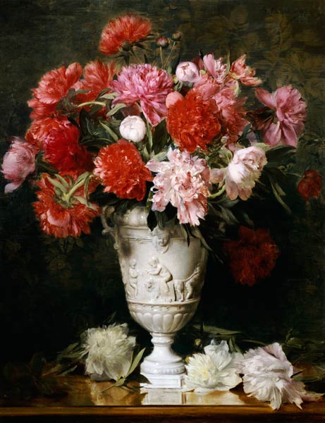 Peonies In A Vase On A Table a 