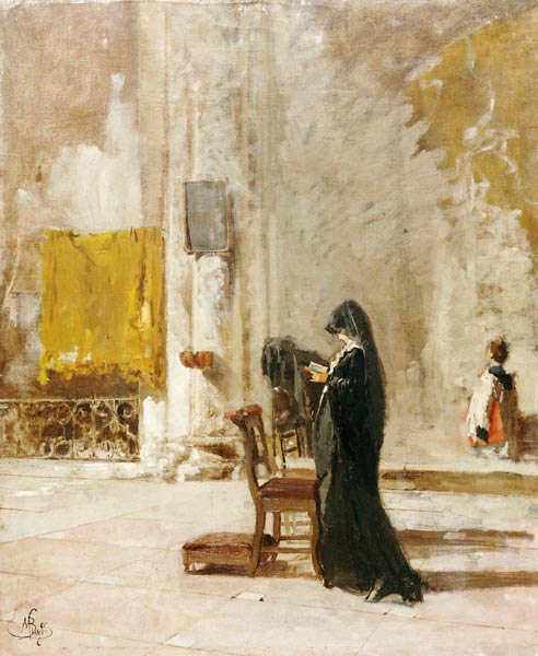 A Lady Praying In Church a 