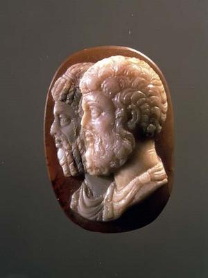 Cameo depicting Marcus Aurelius (121-180) and Lucius Verus (130-169) Roman (onyx) a 