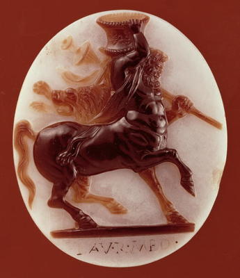 Cameo of a centaur carrying a krater on it's shoulders, 1st century BC (sardonyx) a 