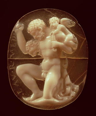 Cameo of Hercules Conquered by Cupid, 1st century BC (agate and onyx) a 