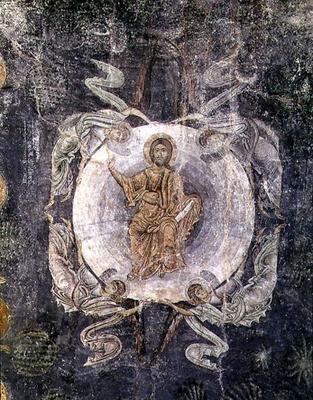 Christ in Majesty surrounded by four angels, ceiling painting, 11th-14th century (fresco) a 