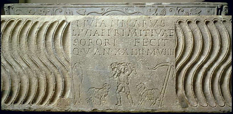 Christian Sarcophagus of Livia Primitiva, Roman (basalt) a 