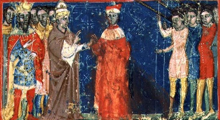Codex Correr I 383 Doge Sebastiani Ziani receives a petition from Pope Alexander III (1159-81) and E a 