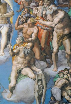 Detail of the fresco "The Last Judgement" on the wall in Sistine chapel