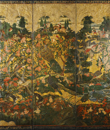 Detail From A Four-Panel Screen Depicting European Hunting Scenes a 