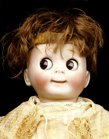 Detail Of A Bisque-Headed Googlie Eyed Character Doll a 