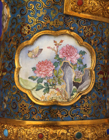 Detail Of An Enamel Cartouche From A Magnificent Imperial Gold, Cloisonne And Beijing Enamel Ewer, D a 