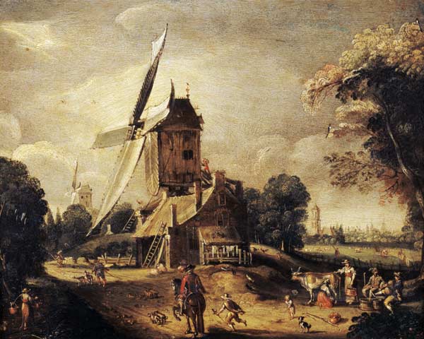Landscape w.Windmill / Flem.Paint./ C17 a 
