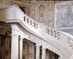 Detail of the stone staircase with a fleur-de-lys motif, designed by Jacopo Vignola (1507-73) and hi